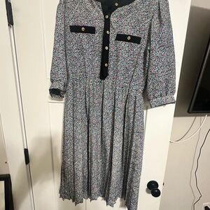 Elegant Black and White Midi Dress